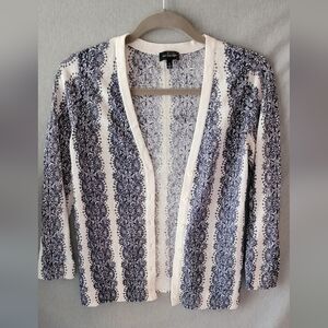 The Limited Navy and White Knit Cardigan